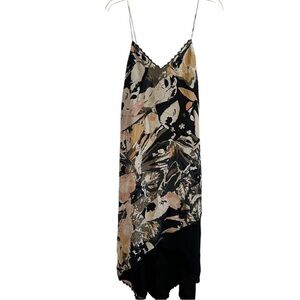Club Monaco Kittrick asymmetrical hemline silk print spaghetti strap slip dress